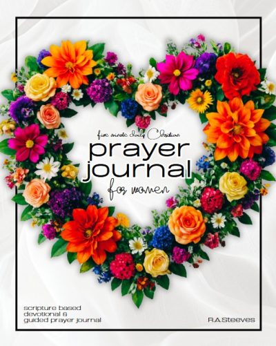 Floral heart wreath cover design for Five Minute Daily Christian Prayer Journal for Women by R.A. Steeves
